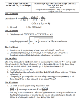 đề học sinh giỏi huyện toán 9 năm 2022 – 2023 phòng gd&đt yên phong – bắc ninh