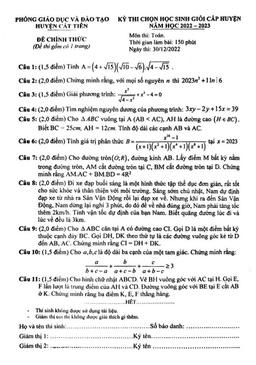 đề học sinh giỏi huyện toán thcs năm 2022 – 2023 phòng gd&đt cát tiên – lâm đồng