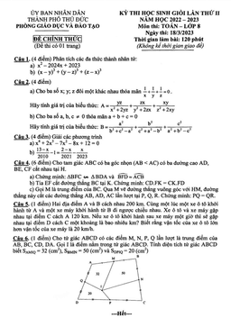 đề học sinh giỏi lần 2 toán 8 năm 2022 – 2023 phòng gd&đt thủ đức – tp hcm
