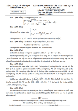 đề học sinh giỏi tỉnh toán 11 chuyên đợt 2 năm 2022 – 2023 sở gd&đt quảng nam