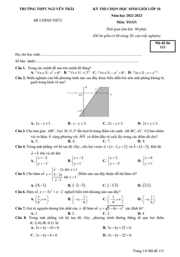 đề học sinh giỏi toán 10 năm 2022 – 2023 trường thpt nguyễn trãi – thanh hoá
