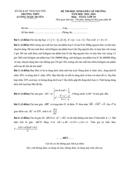 đề học sinh giỏi toán 10 năm 2023 – 2024 trường thpt lương ngọc quyến – thái nguyên