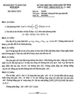 đề học sinh giỏi toán 11 cấp tỉnh năm 2022 – 2023 sở gd&đt bình định