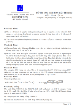 đề học sinh giỏi toán 11 năm 2021 – 2022 trường thpt chuyên bắc ninh