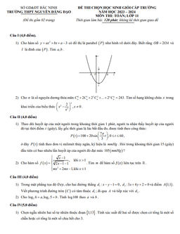 đề học sinh giỏi toán 11 năm 2023 – 2024 trường thpt nguyễn đăng đạo – bắc ninh