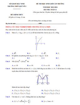 đề học sinh giỏi toán 11 năm 2023 – 2024 trường thpt quế võ 1 – bắc ninh