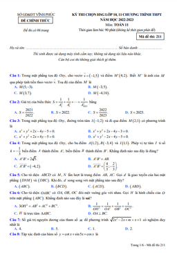 đề học sinh giỏi toán 11 thpt năm 2022 – 2023 sở gd&đt vĩnh phúc