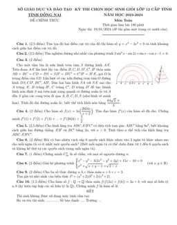 đề học sinh giỏi toán 12 cấp tỉnh năm 2023 – 2024 sở gd&đt đồng nai