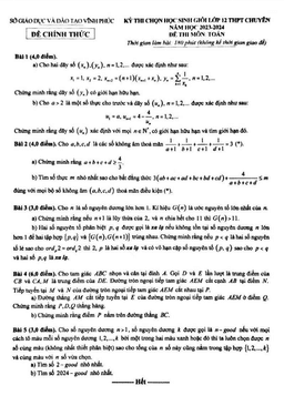 đề học sinh giỏi toán 12 chuyên năm 2023 – 2024 sở gd&đt vĩnh phúc