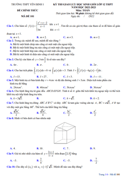 đề học sinh giỏi toán 12 năm 2022 – 2023 trường thpt yên định 1 – thanh hóa