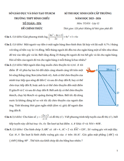 đề học sinh giỏi toán 12 năm 2023 – 2024 trường thpt bình chiểu – tp hcm