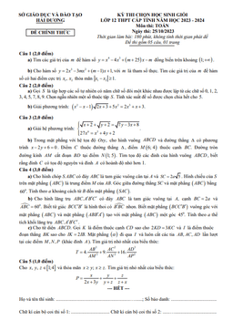 đề học sinh giỏi toán 12 thpt cấp tỉnh năm 2023 – 2024 sở gd&đt hải dương
