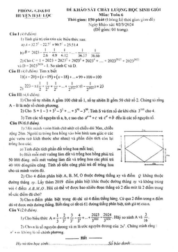 đề học sinh giỏi toán 6 năm 2023 – 2024 phòng gd&đt hậu lộc – thanh hóa