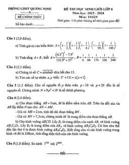 đề học sinh giỏi toán 6 năm 2023 – 2024 phòng gd&đt quảng ninh – quảng bình
