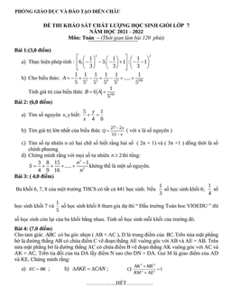 đề học sinh giỏi toán 7 năm 2021 – 2022 phòng gd&đt diễn châu – nghệ an