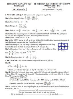 đề học sinh giỏi toán 7 năm 2021 – 2022 phòng gd&đt hương khê – hà tĩnh
