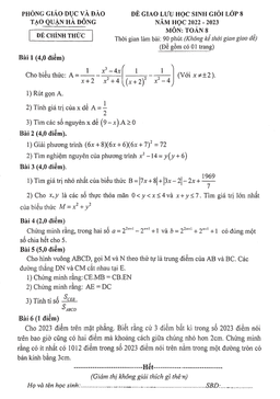đề học sinh giỏi toán 8 năm 2022 – 2023 phòng gd&đt hà đông – hà nội
