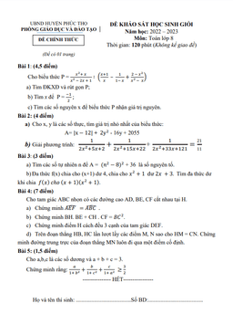 đề học sinh giỏi toán 8 năm 2022 – 2023 phòng gd&đt huyện phúc thọ – hà nội