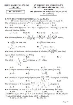 đề học sinh giỏi toán 8 năm 2022 – 2023 phòng gd&đt việt trì – phú thọ