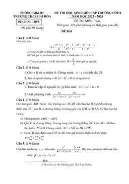 đề học sinh giỏi toán 8 năm 2022 – 2023 trường thcs hải hòa – nam định