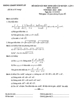 đề học sinh giỏi toán 9 lần 1 năm 2023 – 2024 phòng gd&đt đắk r’lấp – đắk nông