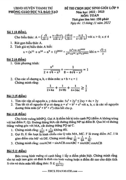 đề học sinh giỏi toán 9 năm 2022 – 2023 phòng gd&đt thanh trì – hà nội