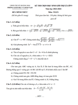 đề học sinh giỏi toán 9 năm 2023 – 2024 phòng gd&đt hoàng mai – nghệ an