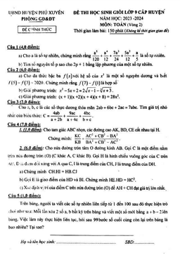đề học sinh giỏi toán 9 năm 2023 – 2024 phòng gd&đt phú xuyên – hà nội (vòng 2)