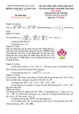 đề học sinh giỏi toán 9 năm 2023 – 2024 phòng gd&đt tp cao lãnh – đồng tháp