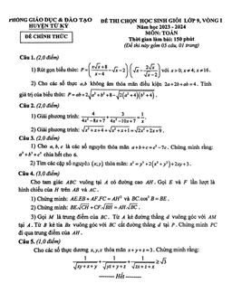 đề học sinh giỏi toán 9 vòng 1 năm 2023 – 2024 phòng gd&đt tứ kỳ – hải dương