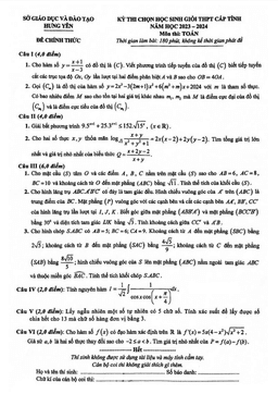 đề học sinh giỏi toán thpt cấp tỉnh năm 2023 – 2024 sở gd&đt hưng yên