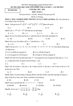 đề học sinh năng khiếu toán 6 năm 2023 – 2024 trường thcs thanh thủy – phú thọ