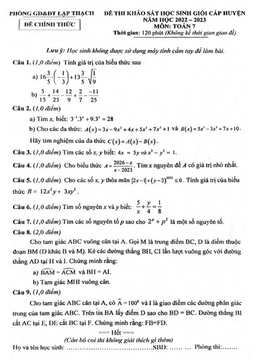 đề hsg cấp huyện toán 7 năm 2022 – 2023 phòng gd&đt lập thạch – vĩnh phúc