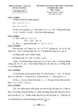 đề hsg cấp huyện toán 8 năm 2023 – 2024 phòng gd&đt nam trực – nam định