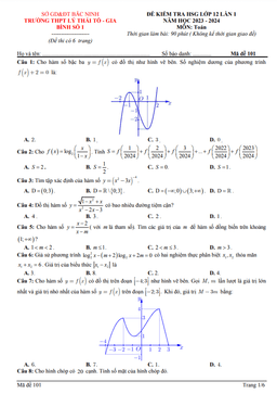 đề hsg toán 12 lần 1 năm 2023 – 2024 thpt lý thái tổ & gia bình 1 – bắc ninh