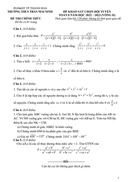 đề hsg toán 8 vòng 2 năm 2022 – 2023 trường thcs trần mai ninh – thanh hóa