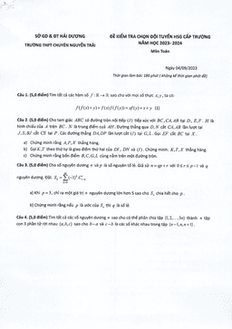 đề hsg toán cấp trường năm 2023 – 2024 trường chuyên nguyễn trãi – hải dương