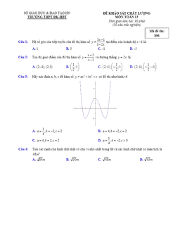 đề khảo sát chất lượng môn toán 12 trường thpt đoàn kết – hai bà trưng – hà nội