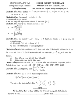 đề khảo sát chất lượng môn toán lớp 10 trường chuyên vĩnh phúc lần 1