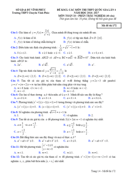 đề khảo sát chất lượng môn toán lớp 10 trường thpt chuyên vĩnh phúc lần 4