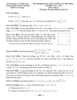 đề khảo sát chất lượng môn toán lớp 11 trường chuyên vĩnh phúc lần 1
