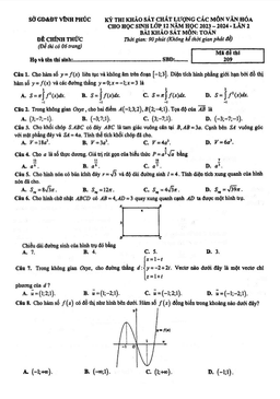 đề khảo sát chất lượng toán 12 lần 2 năm 2023 – 2024 sở gd&đt vĩnh phúc