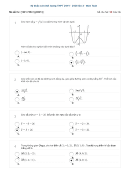 đề khảo sát chất lượng toán 12 lần 3 năm 2019 – 2020 sở gd&đt hà nội