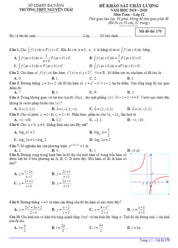 đề khảo sát chất lượng toán 12 năm 2019 – 2020 trường nguyễn trãi – đà nẵng