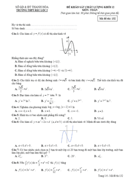 đề khảo sát chất lượng toán 12 năm 2020 trường thpt hậu lộc 2 – thanh hóa