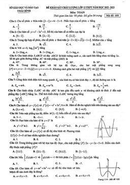 đề khảo sát chất lượng toán 12 năm 2022 – 2023 sở gd&đt thái bình