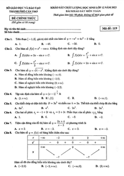 đề khảo sát chất lượng toán 12 năm 2023 sở gd&đt cần thơ