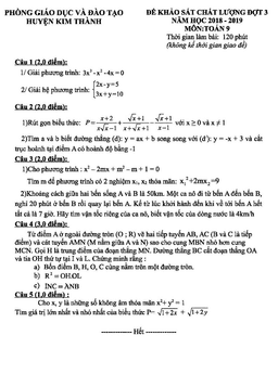 đề khảo sát đợt 3 toán 9 năm 2018 – 2019 phòng gd&đt kim thành – hải dương