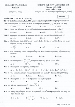 đề khảo sát học kì 2 toán 9 năm 2023 – 2024 sở gd&đt hà nam