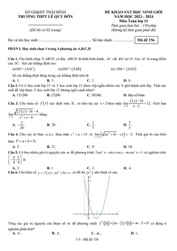 đề khảo sát hsg toán 11 năm 2023 – 2024 trường thpt lê quý đôn – thái bình